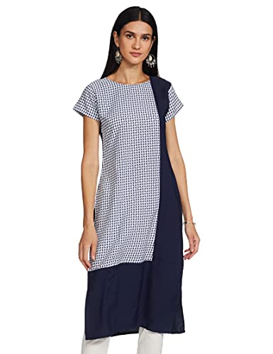 Image of ALC Creations Women's Crepe Printed Straight Kurti(ALC9095N Blue XXL)
