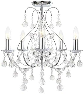 Modern Chrome 5 Light Crystal Chandelier Ceiling Light - Lounge Bedroom Hallway