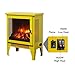 17” Electric Fireplace Stove Heater, 3D Flame Effect with Overheating Safety Protection, 1400W/700W Dual Heat, Faux Fake Fireplace Heater with 3-Sided Panoramic View, Safe for All Homes (Yellow)