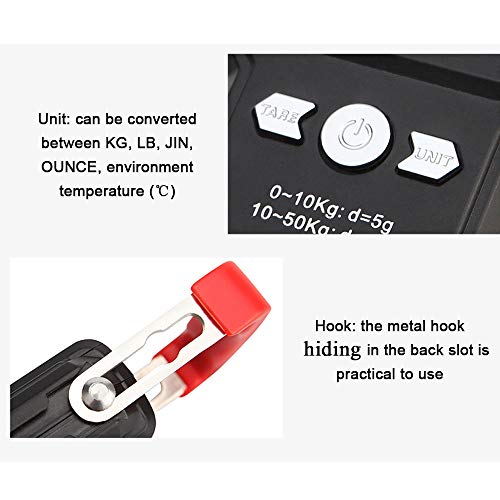 Anself 50 kg / 5g LCD Display Digital Backlight Portátil Pendurado Escala Gancho Dupla Precisão Viag