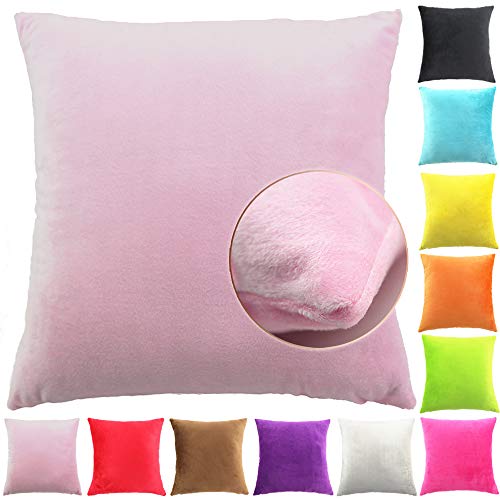 Easondea Fundas de Cojín de Color sólido Square Decorativos para Sofá Cama Coche Fundas Cojines Funda de Almohada Rosa Claro 40X60CM