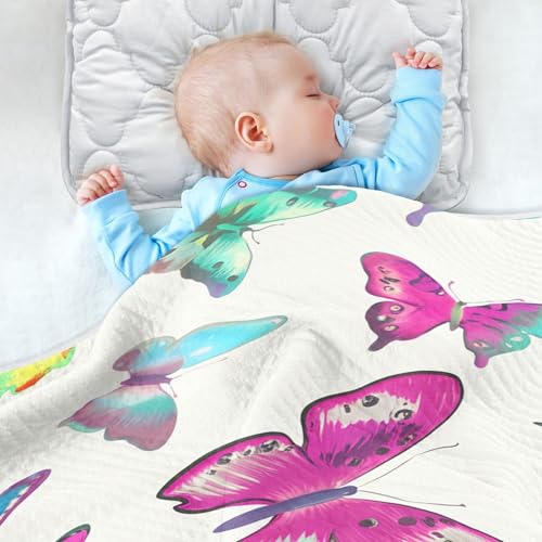Burbuja Butterflies Baby Blanket for Boys Girls, Nursery Soft Warm Swaddling Receiving Baby Blankets, 30x40 in Toddler Blanket4
