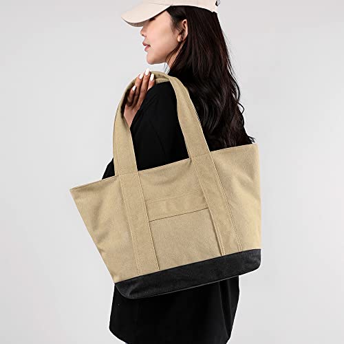 Bolso Tote de lona para mujer con cierre y gran capacidad miniatura 2