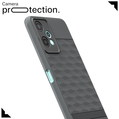 Image of Pikkme Back Cover for OnePlus Nord CE 2 Lite 5G Soft Grip 3D Hexa Cube Texture Silicone Bumper Case (Grey)