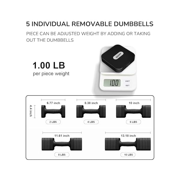 Adjustable Dumbbell Set for Women Men 10 lb Each Hand weights - Image 2