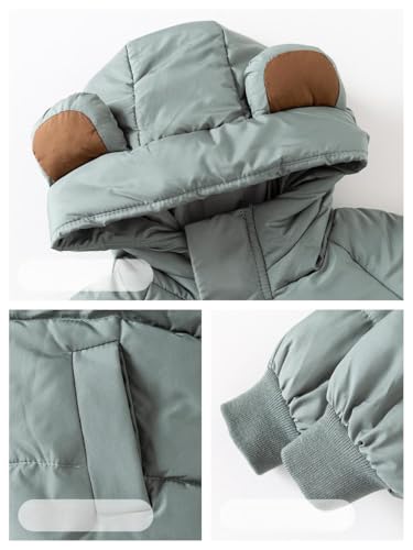 Irsutey Girls and Toddlers' Heavyweight Hooded Puffer Jacket Bear Warm Full Zipper Up Down Jacket Pockets Coat Jacket4