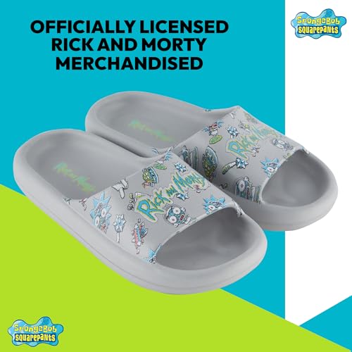 Image of RICK AND MORTY Mens Comfort Slides - Officially licensed Cushion Slides - Rick Sanchez and Morty Smith