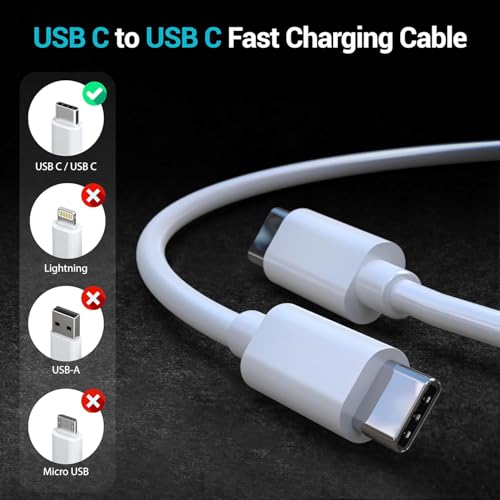 Image of Original Type C 25W 1M Fast Charging Cable Type-C Cord Compatible with Galaxy S25,S25 Plus,A15,A14,M14,F14,M34,A34,A54,S21,S22,S23 and Other USB C Devices High-Speed & Data Transfer,White