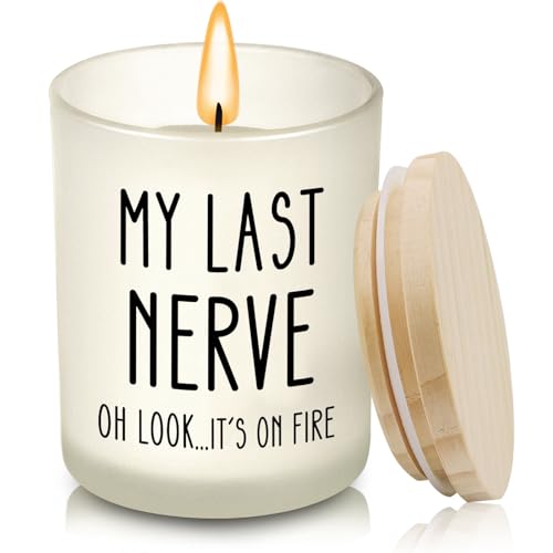 Funny Christmas Gifts for Women & Men, Mom Wife Birthday Christmas Gift Ideas, Unique Gag Gifts for Women Who Have Everything, My Last Nerve Candle for Mom Sisters Best Friends Coworkers Boss Teachers