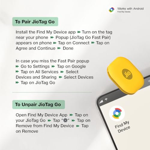 Image of JioTag Go |India's First Android Tag | Google Find My Device Item Finder| Worldwide Tracking for Keys, Wallets, Luggage, Gadgets and More|1+1 Year Battery|No SIM Needed|BT 5.3|for Android Only
