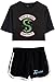 Produktbild Yesgirl Damen Kurzarm Mode T-Shirts + Kurze Hose Sets Sport Causal Streetwear Bekleidungsets mit Riverdale Southside Serpents Druck A Schwarz Schwarz 04 X-Small