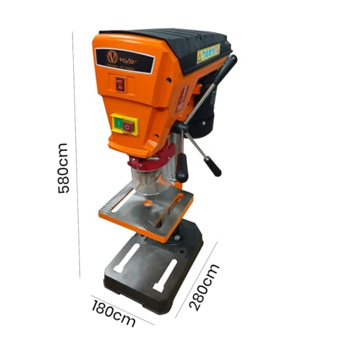 Image of VOLTZ VZ-DP16 1.8-Amp 8-Inch 9-Speed Cast Iron Bench Drill Machine Benchtop Drill Press For Wood Working With Led Light Black /Orange (400W, 0.62 Inches)