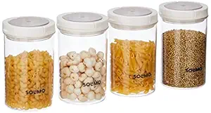 Twist & Lock Plastic Storage Container Set, 900 ml, Set of 4, White