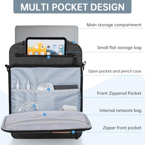 Image of 13.3-14 Inch Laptop Sleeve Bag, Padded Carrying Case for MacBook Pro M3 /M2 14 inch /13 inch, MacBook Air 13.6 inch M3 /M2 2024 /2022, Surface Pro AI PC /9 /8 13 inch,Protective Bag with Accessory Pocket, Grey