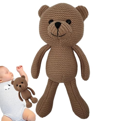 Juguete para oso de punto | Muñeca oso de punto suave 25 cm con relleno de algodón PP, peluche para niños y mascotas, juguete masticable y herramienta de comodidad, regalo