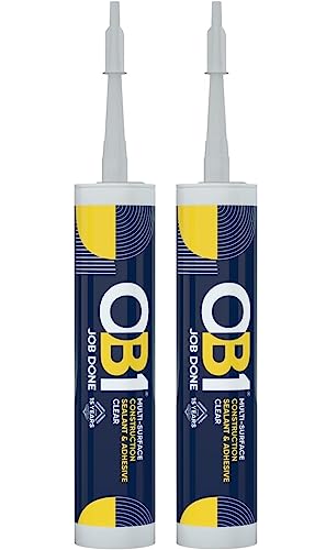 OB1 Sellador y adhesivo de construcción multisuperficie, excelente resistencia química, resistente al agua, resistente a la intemperie, (paquete doble transparente)