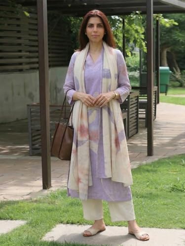 Image of GoSriKi Women Cotton Blend Straight Fit Printed Kurta Pant Dupatta Set | V Neck Three Quarter Sleeve Ensemble | Soft Breathable Fabric | Comfortable Elegant Styling for Office Casual Wear