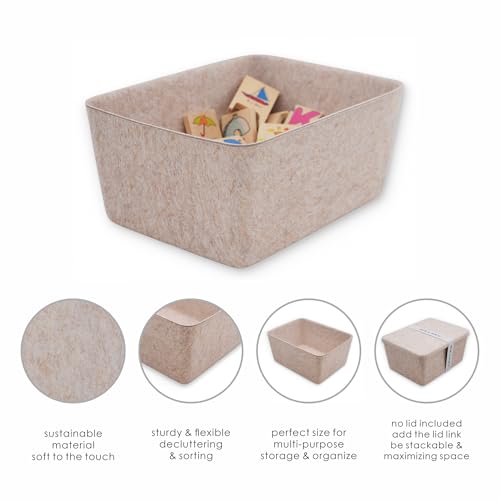 Image of Welaxy Felt Wide Deep Drawer Organizer Caddy Natural Oatmeal Closet Storage