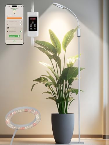 Image of Smart Grow Lights for Indoor Plants, Plant Light with Auto-Timer, Full Spectrum LED Grow Light, Adjustable Height & Stepless Dimming,Plant Assistant Suitable for Most Plants (White, Single Head)