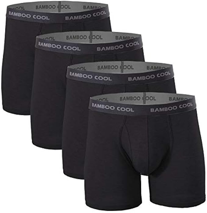 BAMBOO COOL Men’s Underwear boxer briefs Soft Comfortable Bamboo Viscose Underwear Trunks (4 Pack)