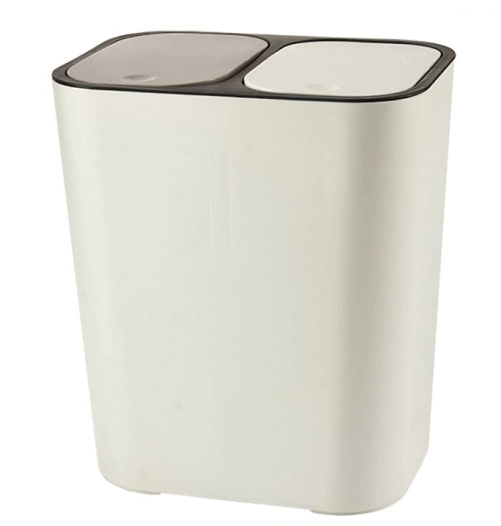 Poubelle de cuisine double compartiment 12L rectangulaire en plastique à bouton poussoir pour maison