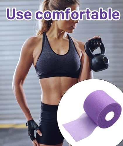 Image of Badminton Grip Tape - Cushion Wrap Pre-Wrap Sports Tape for Badminton Rackets - 10m x 70mm Purple Overgrip for Enhanced Comfort, Anti-Slip Handling, Sweat Absorption, and Improved Control
