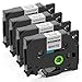 MarkDomain Compatible Label Tape Replacement for Brother TZe-231 TZ-231 Laminated P-Touch Label Maker Tape, for PT D210 H110 D600 1230PC 1280, 0.47" x 26.2'(12mm x 8m), Black on White (4 Pack)