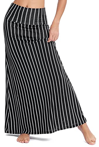 Image of Urban CoCo Women's Stylish Spandex Comfy Fold-Over Flare Long Maxi Skirt