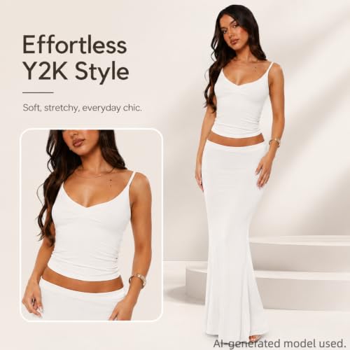 Image of Two Piece Skirt Set Women Maxi Long Skirt and Top Outfit