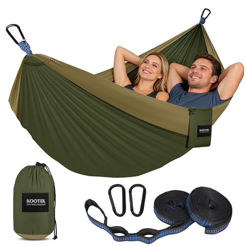 Kootek Camping Hammock 500 lbs Capacity, Portable Hammocks with Tree Straps & Attached Carry Bag, Camping Essentials Gear, Perfect for Outside Indoor Hiking Beach Backpack Travel