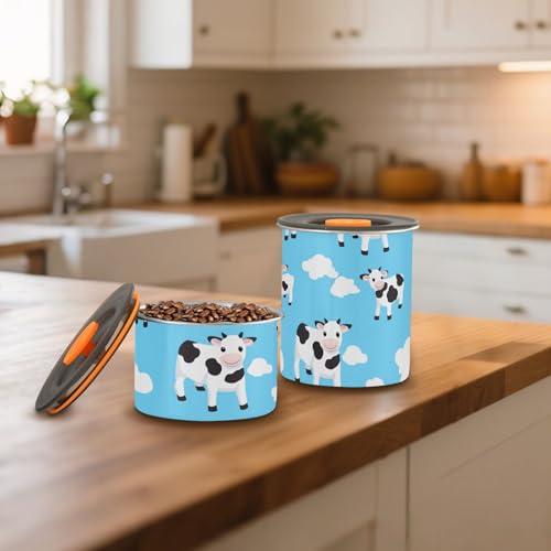Contenedor de café azul Cute Cow acero inoxidable miniatura 7