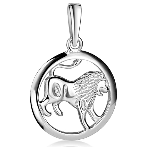 Materia Löwe Anhänger Silber 925 rund - Sternzeichen Kettenanhänger KA-495