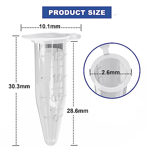 Onilab 13900180 500Pcs 1.5Ml Polypropylene Graduated Microcentrifuge Tubes With Attached Lid,Clear Conical Micro Centrifuge Small Sample Bottle Vials Container For Lab thumb #2