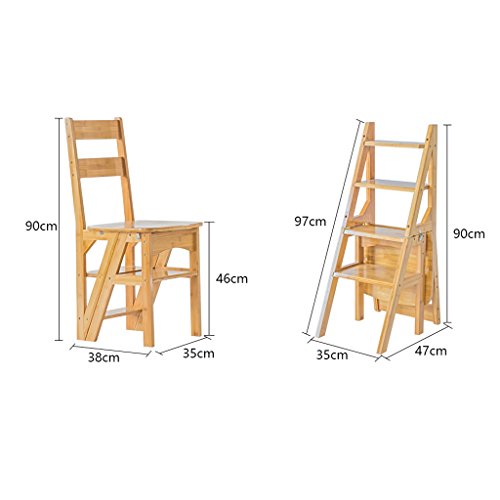 Silla de escalera de madera LUNEZY plegable de 4 capas para uso interior 5