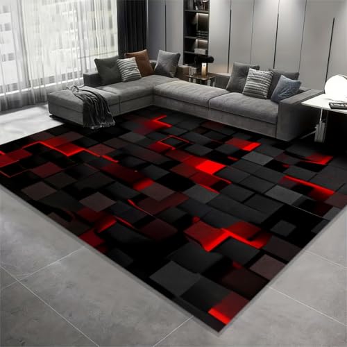 Xisnuient Alfombra Habitación Juventud Adolescente Niño Gamer 3D con Ilusión Óptica, Alfombra Antideslizante Neón de Poliéster Suave para Sala de Juegos Dormitorio Salón, 80x160 cm, Color 5