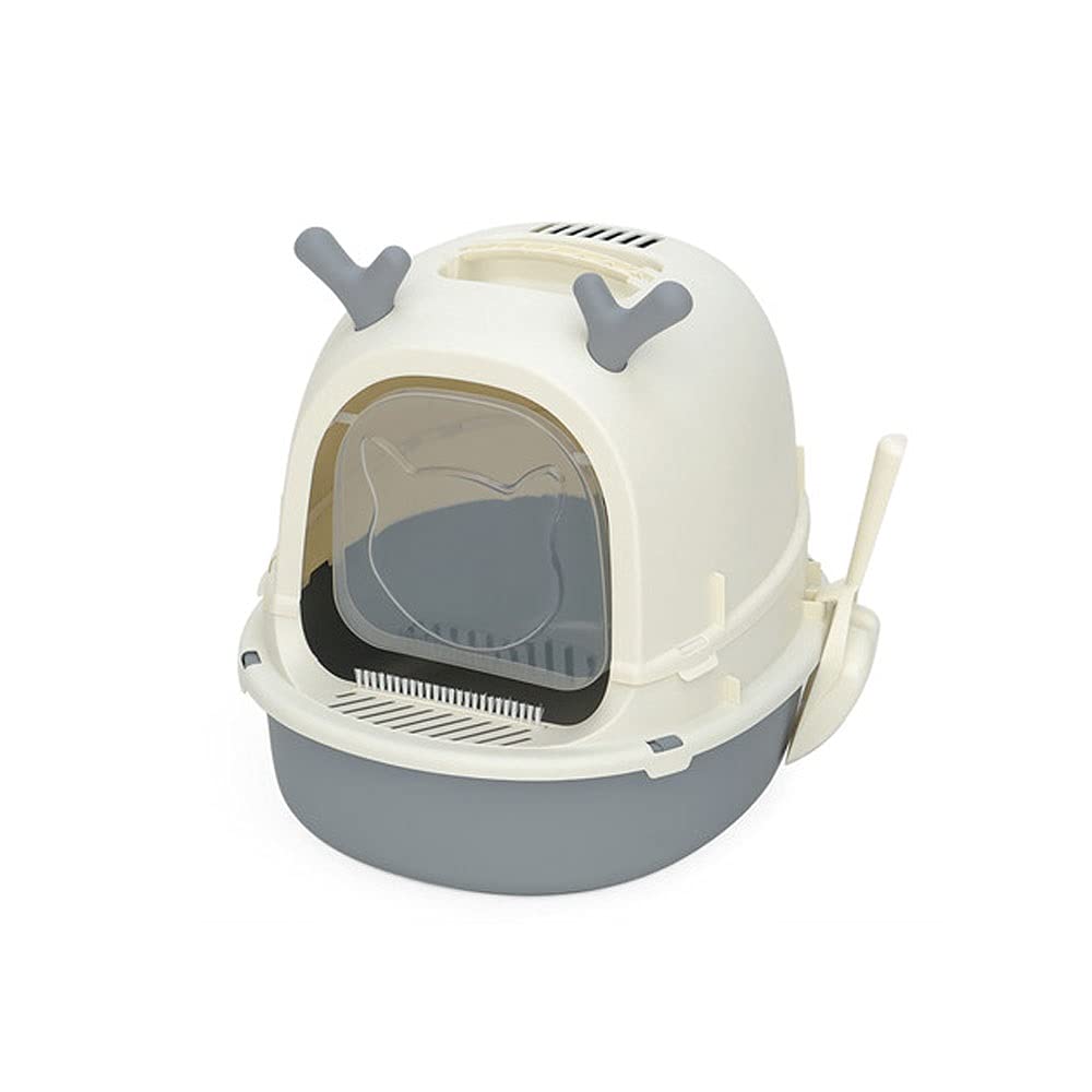 Caja de Arena para Gatos Caja de arena de gato de doble propósito con astas Caja de arena de gato Anti-olor totalmente cerrado Aseo for mascotas a prueba de salpicaduras Inodoro para Gatos ( Color : B