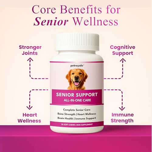 Image of Petroyale Senior Support Dog Supplements - All-in-One Senior Dog Supplements for Mobility, Hip & Joint, Brain, Heart & Eye Health - Immune Support Vitamins (Dog Senior Support 30 Soft Chews)