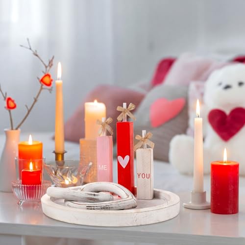 Décoration table Saint-Valentin bois rustique | Panneau cœur rouge rose