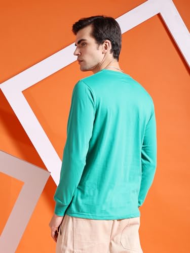 Image of The Indian Garage Co Men Cotton Slim Fit Solid V-Neck Tshirt
