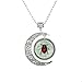 Produktbild Marienkäfer Anhänger, rot und schwarz Lady Bug Vintage Art necklacered und schwarz Lady Bug Vintage Art Moon Schmuck, Moon Halskette Glas Art Bild