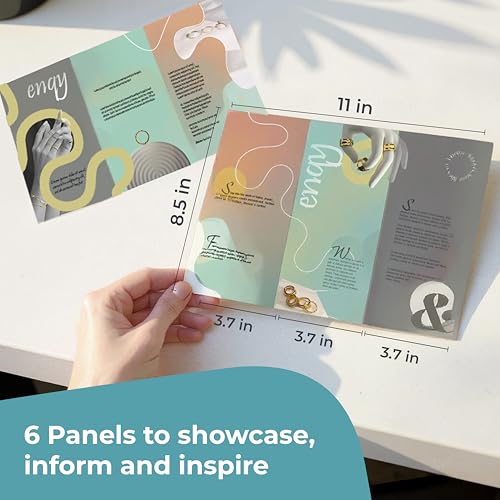 Cimpress Customizable Folded Leaflets, Front & Back Design, Gloss Coated 250gsm, Scratch & Fade Resistant, Trifold Brochure Paper, Packs of 25, size 8.5″ x 11″