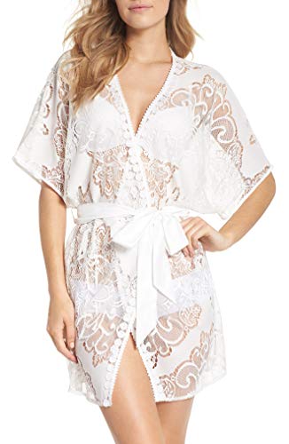 Flora Nikrooz Womens Millie Lace Robe (Ivory, Small) (Ivory, Small) #TOP6