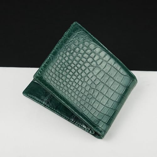 Image of Green Exotic Double Side Leather Bifold Wallet Men, RFID Blocking Wallet