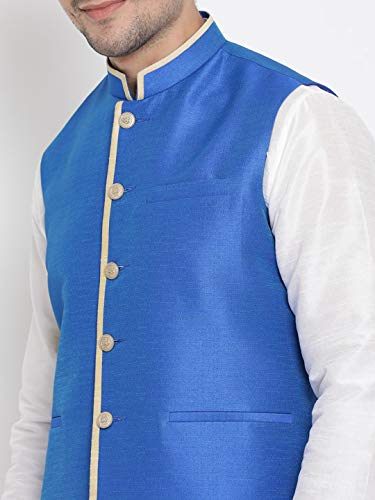 Image of VASTRAMAY Men's Beige Cotton Silk Blend Ethnic Jacket