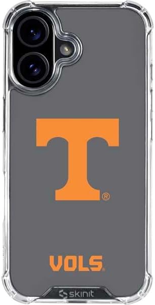 Skinit Clear Phone Case Compatible with iPhone 16 - Officially Licensed University of Tennessee-Knoxville T Logo Vols on Gray Design