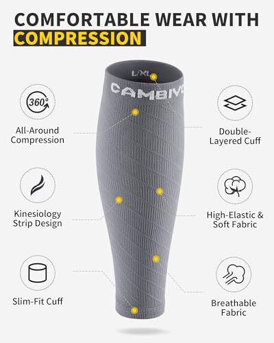 Image of CAMBIVO Calf Compression Sleeve 3 Pairs Footless Compression Socks Running | Leg Sleeves for Men & Women, 15-20mmHg, Shin Splints Relief & Recovery, Fitness, Cycling, Varicose Veins, Travel, Nurse
