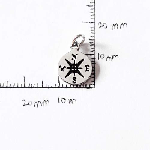 Sterling Silver Tiny Compass Charm Necklace, 18"