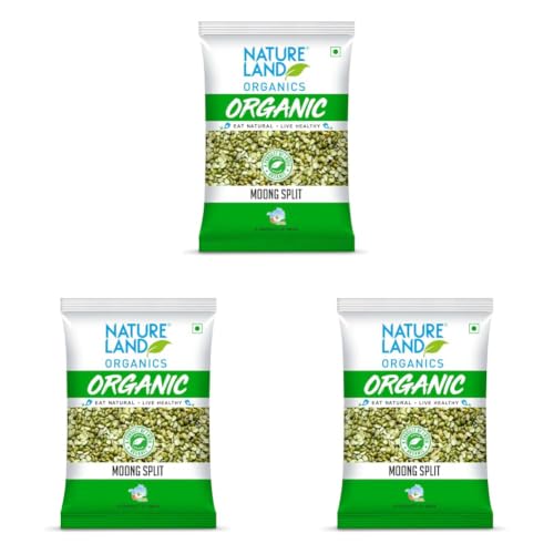 Image of Natureland Organics Moong Chilka /Split 1 Kg - Organic Healthy Pulses (Pack of 3)