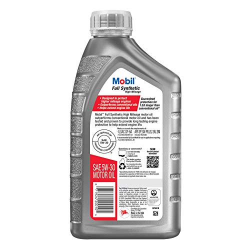 Mobil Full Synthetic High Mileage Motor Oil 5W-30, 1 Quart - Thumbnail 2