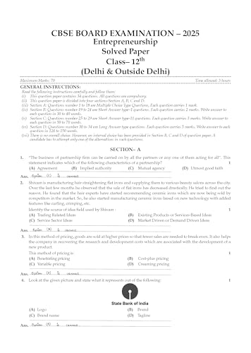 Image of Oswaal CBSE 15 Sample Question Papers Class 12 Entrepreneurship for 2026 Board Exam (As per CBSE Sample Question Paper issued on 30 July 2025), recommended by 2025 CBSE Toppers